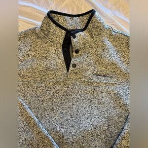 Eddie Bauer Mens Radiator Fleece Pullover Sweater Sz Large Gray Snap Button Top